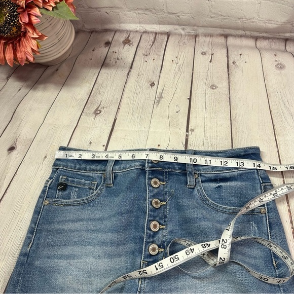 KanCan button fly denim Jean Shorts Distressed cotton blend stretch sz large - Picture 4 of 8